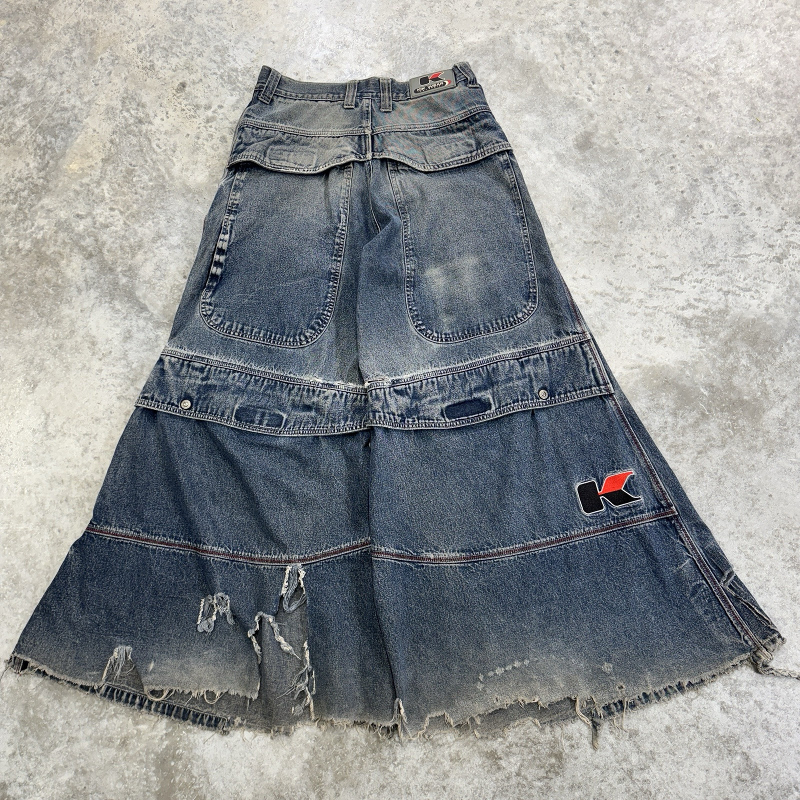 Vintage Y2K Kikwear Rave Jeans Mens 30 X 30 Wide Leg Baggy Big Pocket Skater