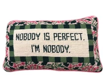 Furbish Needlepoint Throw Pillow "Well Well Well If It Isn't The Consequences"