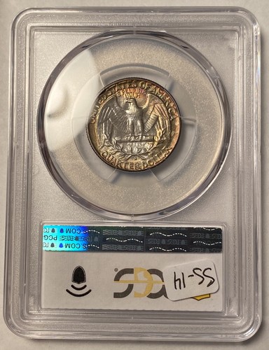 1955-D Washington Quarter PCGS MS66+ Plus CAC Colorful Toning - Picture 3 of 4