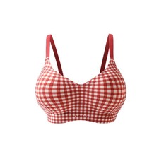 Seamless Push Up Bra Wireless 3 4 Cup Plaid Women Everyday Support Bralette