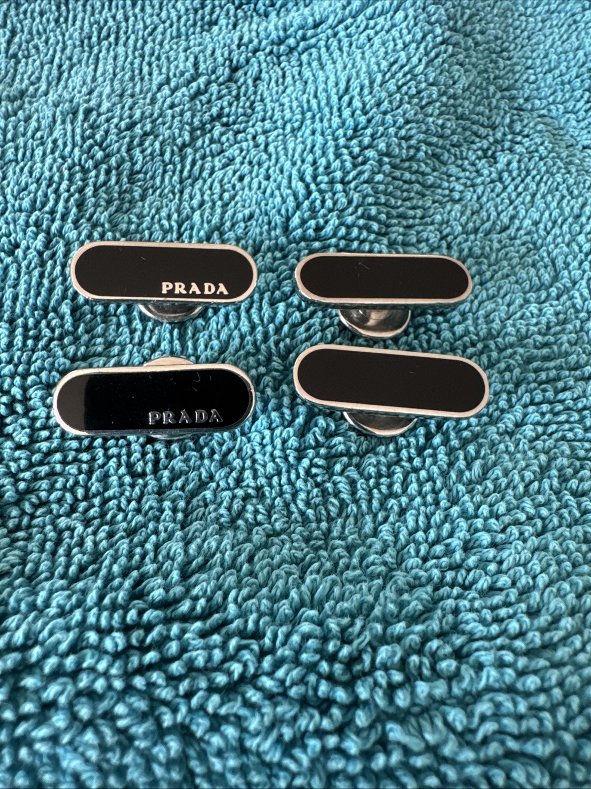 Prada Cuff links Men’s Black Enamel Silver Plated