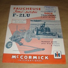 JG McCormick IH Faucheuse F 21 no tracteur SFV Hanomag Renault Someca Lanz Case