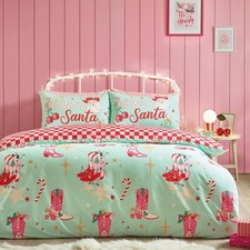 Catherine Lansfield Santa's Howdy Christmas Reversible Double Duvet Cover Set wi