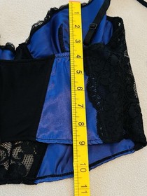 NWT Fantasy Lingerie Corset Top Sz L Purple/Black Lace Sexy Comfort Elastic New