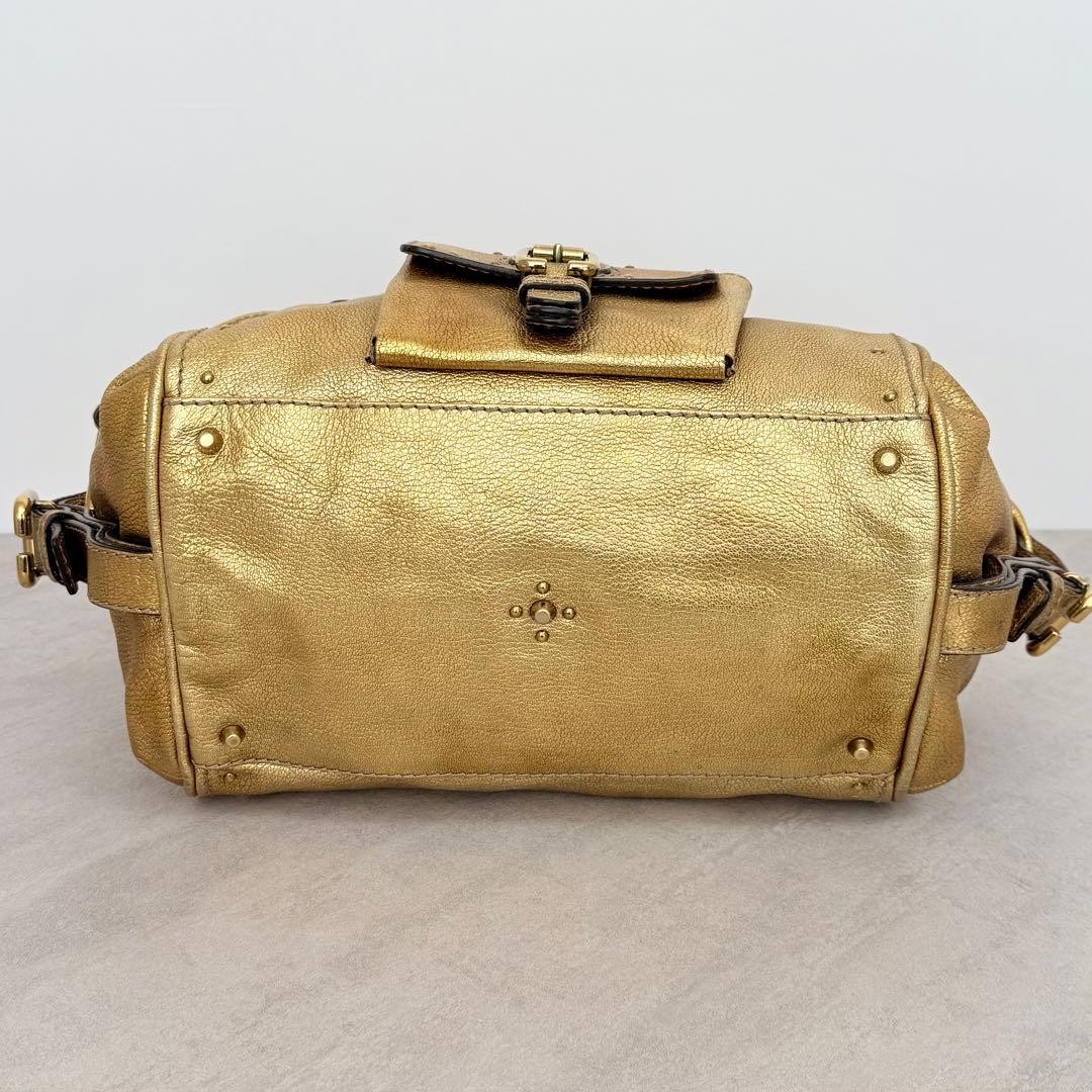 Chloe Paddington Handbag Tote Metallic Gold Leather Padlock Authentic Women's image 6
