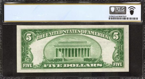 1929 $5 GREELEY UNION NATIONAL BANKNOTE CURRENCY COLORADO PCGS CU 63 PPQ (858A) - Picture 2 of 2