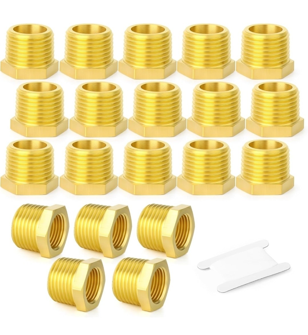 Lot of 100 Pcs. Brass Hex Reducing Bushing 3/8" Male NPT x 1/4" Female NPT