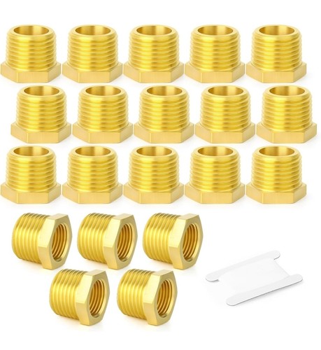 Lot of 100 Pcs. Brass Hex Reducing Bushing 3/8" Male NPT x 1/4" Female NPT