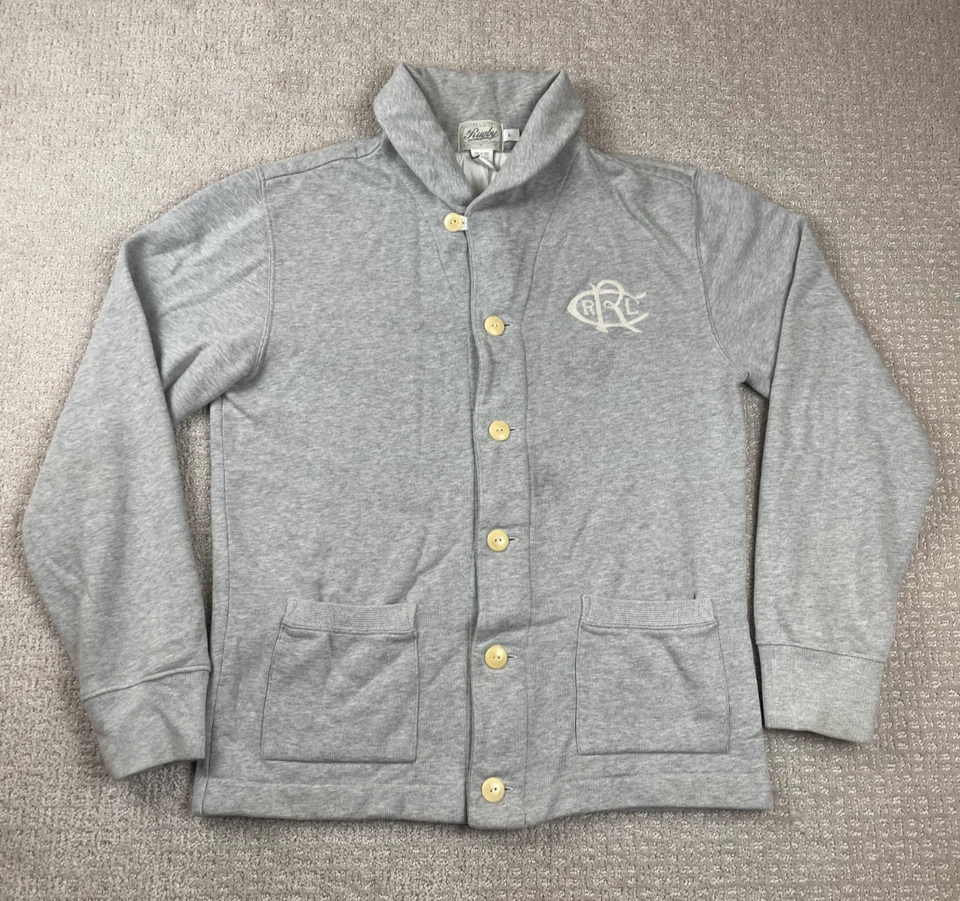 Cárdigan de Colección Rugby Ralph Lauren Para Hombres Talla L Chal Cuello Suéter Colegial Gris Foto 2 de 4