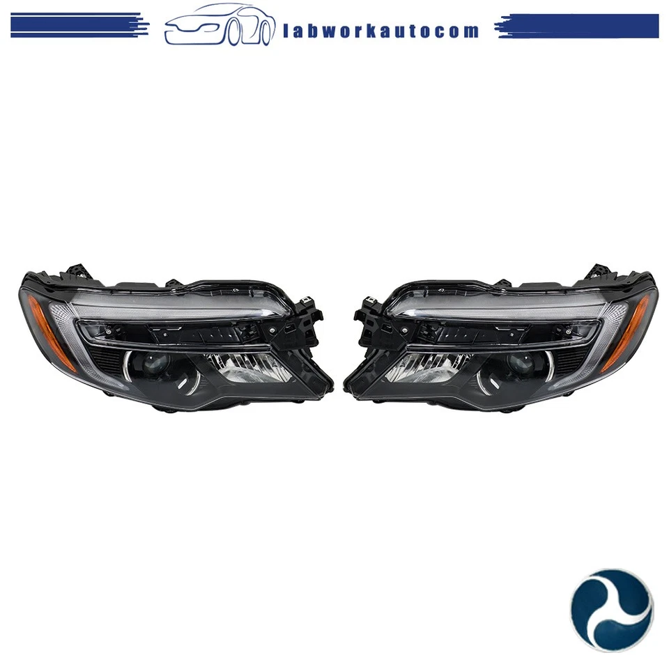 Front Headlight For Pilot 2016-2018 Halogen W/LED DRL Black Housing Left+Right Foto 2 de 4