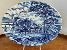 Vintage Myott ROYAL MAIL Serving Platter  ~  Blue & White ~ England 12 3/8” Oval