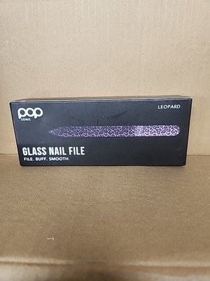 Pop Sonic Glass Nail File Leopard File Buff Smooth New Sealed With Carrying Case