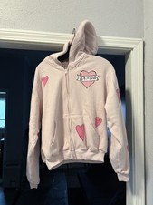 Skims Cotton Fleece Classic Zip-Up Hoodie Barely Pink Heart