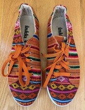 Inkkas Orange Multi Stripe Diamond Pattern Sneaker Women s 10 Men s 8