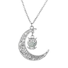 Moon Necklace Owl Shining Funny Fashionable Creative Beautiful Necklace for