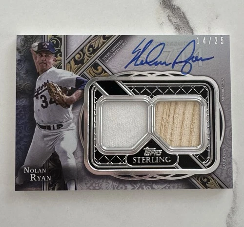 Nolan Ryan 2022 Topps Sterling Strikes Dual Relic Autograph Card #STAR-NR 3/25