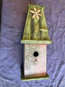 Vintage Wood Handmade Folk Art Bird House 18”x7.5"