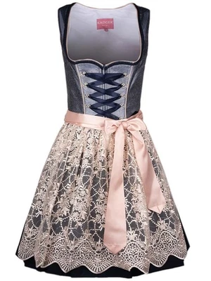 Krüger Dirndl Koko 50er Länge marine dunkelblau mit Spitzenschürze 50cm kurz - Bild 1 von 4