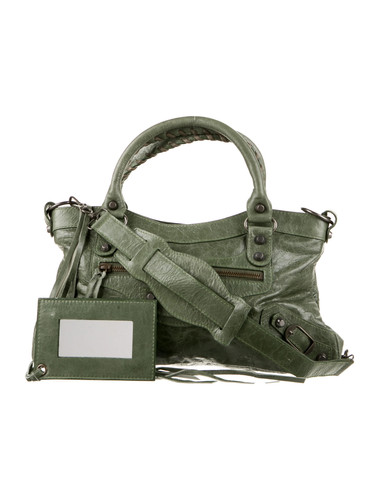 Balenciaga Motocross Classic City Bag Green Moto Satchel Handle with strap