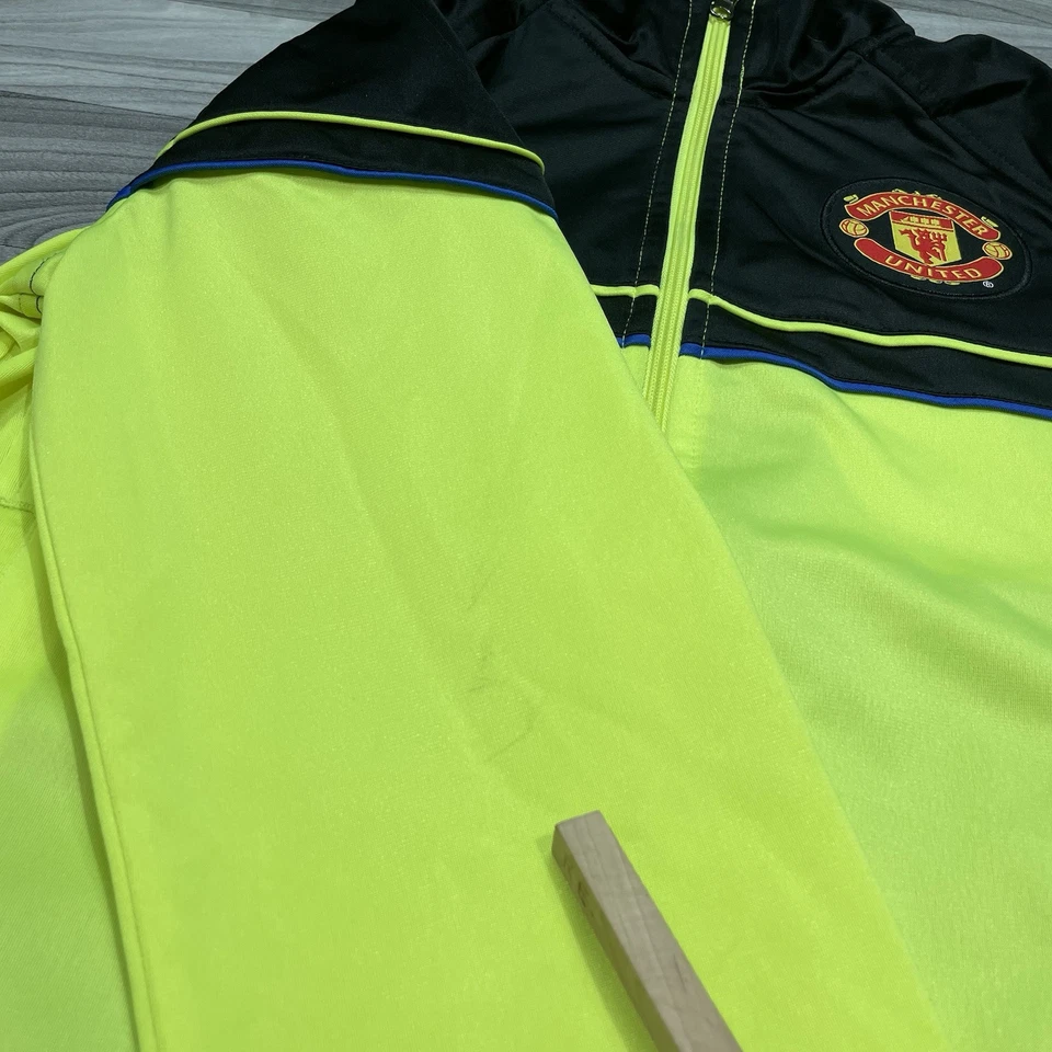 Manchester United Full Zip Track Jacket Men S Optic Yellow Black Soccer Football - Image 3 of 4