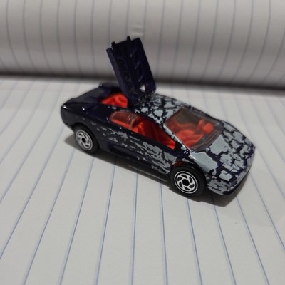 1991 Matchbox Lamborghini Diablo Die cast Toy Car,  Purple  W/Orange Interior