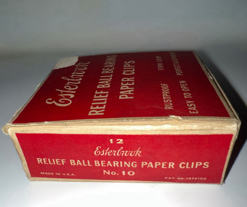 12 clips de papel de rodamiento de bolas Esterbrook vintage n.º 10 de metal hechos en EE. UU. 1941 como nuevos - Imagen 5 de 5