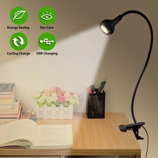 USB Flexible Reading LED Light Clip-on Beside Bed Desk Table Lamp Book Lights US