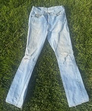 Vintage JCPenney Plain Pockets Jeans Light Wash Flare Bell Bottom 70s 80s 32x35