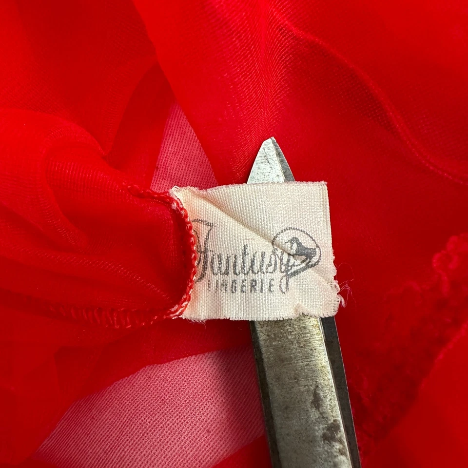 Fantasy Lingerie Women OS Red Sheer Ruffle Poet Top Whimsigoth Romantic Festival - Image 2 of 4