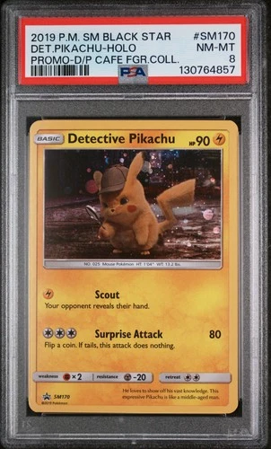 Pokemon Detective Pikachu Holo Sm Black Star Promo SM170 Cafe Figure Coll. PSA 8