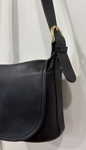 Coach Fletcher 4150 Black Soft Leather Flap Shoulder Crossbody Bag Brass Vintage - Picture 18 of 18