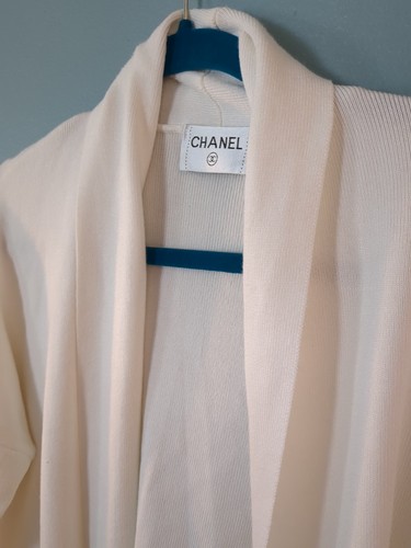 CHANEL Cream Cardigan Open Front Women's XL. - Picture 9 of 11