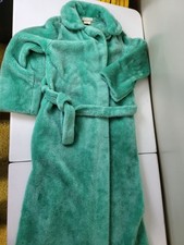 Fuzzy Bath Robe size M Green Plush Material w/ Tie Belt