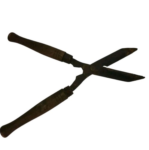 Vintage Hedge Trimmer Shears Wood Handles Antique Garden Tool Display