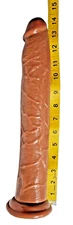 14" Realistic Brown Dildo with Strong Suction Cup Flexible TPE Sex Toy for Women