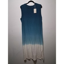 Universal Thread Womens XL Blue White Ombre Dip Dye Sleeveless Midi Dress NWT