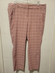 Lane Bryant Womens Size 18 Mid Rise The 4-Season Slim Ankle Pants Plaid Red $79