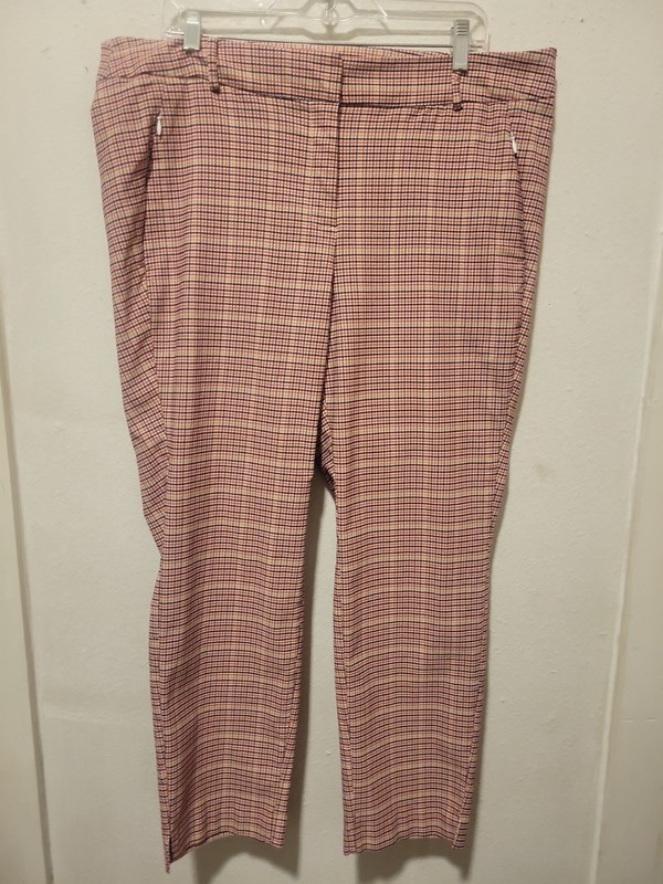 Lane Bryant Womens Size 18 Mid Rise The 4-Season Slim Ankle Pants Plaid Red $79