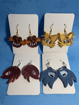 Assorted Sonic the Hedgehog Earrings 3D printed with hypoallergenic hooks