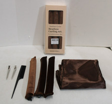 2 sets Overnight Heatless Curlers Satin Velvet No Heat Jumbo Rods 3pcs Brown