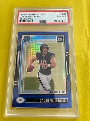 2024 Donruss Optic BLUE HYPER Caleb Williams Rookie RC PSA 8 #201 Chicago Bears