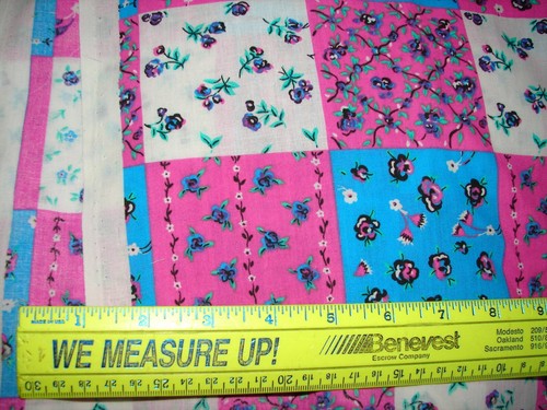 Pink & Blue Patchwork Quilt Print FABRIC 5+ Yds, Hampton Print Works, Floral NOS - Picture 2 of 3