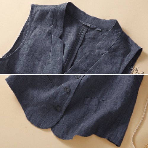 Womens Ladies Cotton Linen Vest Casual Loose V Neck Sleeveless Vests Jacke ✔ - Picture 10 of 17