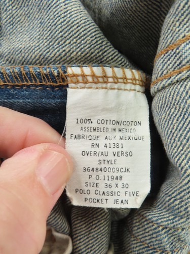 Ralph Lauren Polo Jeans Mens 36x30 Blue Denim Straight Loose Y2K - Picture 9 of 9