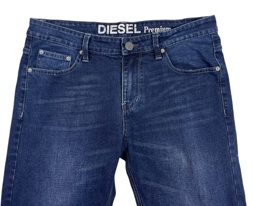 DIESEL Premium Jeans Men's Blue Straight Leg Zip Fly Pockets Stretch Size 34 - Picture 2 of 17