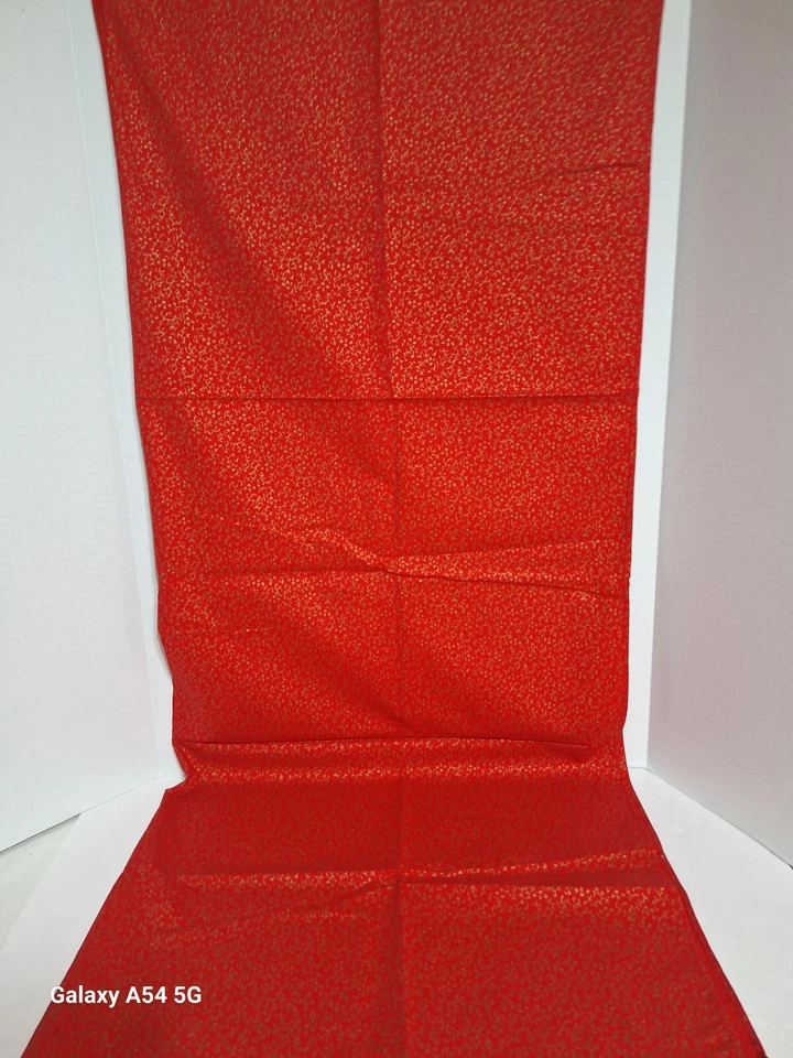 Mantel hecho a mano vintage rojo y dorado 68" x 44" diseño de pergamino floral años 70 Foto 4 de 4