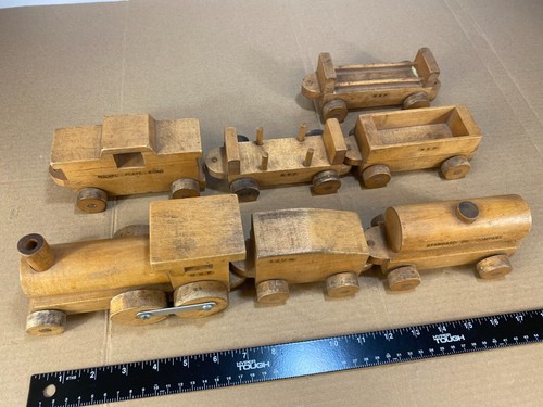 Vintage 60s 70s Handmade Railroad Wooden Wood Train Toy Locomotive Ramsey Ill - Picture 2 of 10