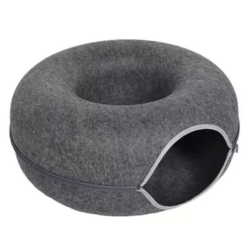 Cat Tunnel Bed Felt Pet Puppy Nest Cave House Round Donut Washable Detachable - Picture 10 of 10