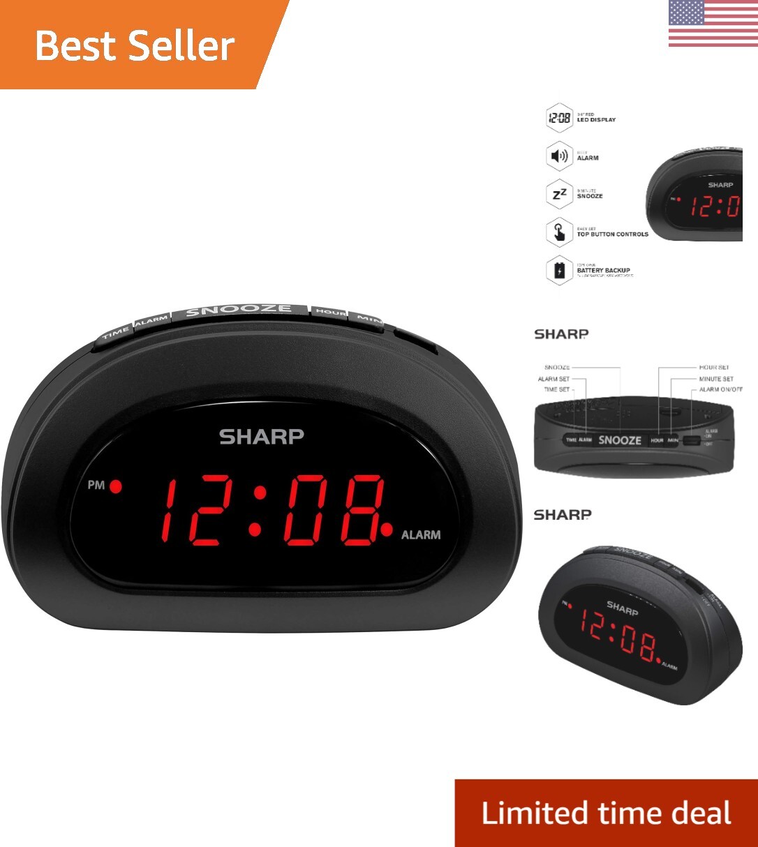 With Snooze And Battery Backup, Easy To Use Top But...