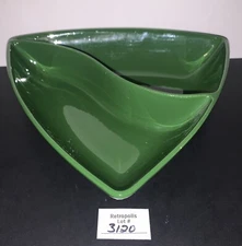 Mid Century Modern Divided Serving Bowl Candy Dish Avacado Green MCM Decor Vtg